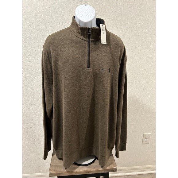 Polo Ralph Lauren Mens XXL Quarter Zip Pullover Olive Heather Mock Neck NWT